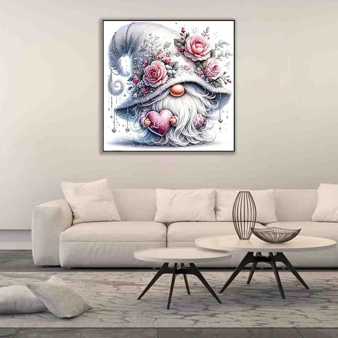 gnome cross stitch kits for adults beginner,flower counted cross stitch kits printed stitching cute patterns dimensions needlepoint art crafts embroidery kits for adults beginners (13.7x13.7 inch)