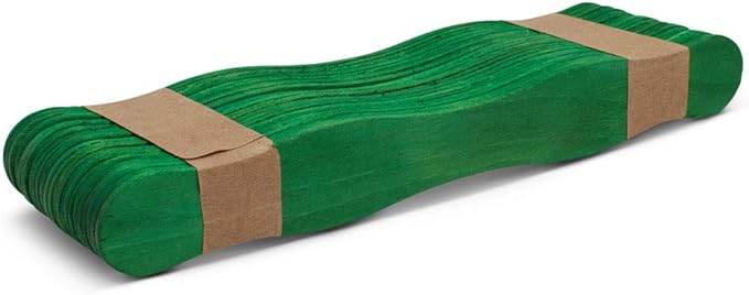 Wooden Green 8" Fan Handles, Wedding Programs, Paint Mixing, Pack 50, Jumbo Craft Popsicle Sticks for Auction Bid Paddles, Wooden Wavy Flat Stems for Any DIY Crafting Supplies Kit, by Woodpeckers