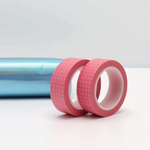 Mogoostry 2 Rolls Check Pattern Tape Set Grid Washi Tapes 0.6inch Width Pink Adhesive Paper Plaid Decorative Masking Tapes for DIY Craft Party Decor Gift Wrapping Box Label