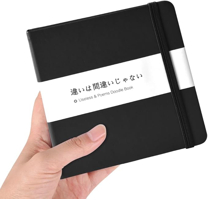 Mifuner Small Square 5x5 80gsm Mini Notebooks Blank Pages Sketchbooks Travel Journal Pocket Hardcover Paint Writing Notebook Blank Diary Memo Planner Sketchbook PU Leather Cover, Black