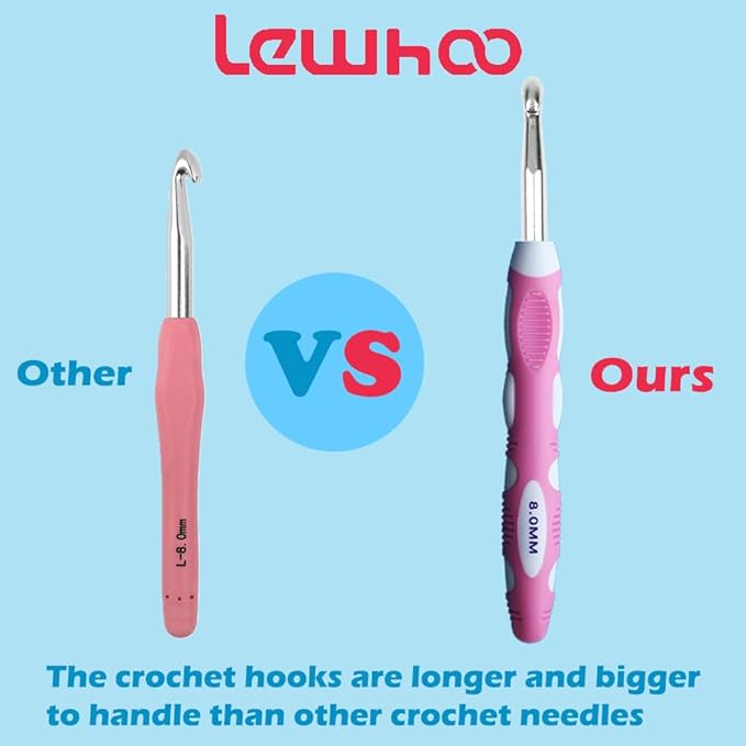 Lewhoo Large Crochet Hooks for Arthritic Hands, Ergonomic Crochet Hook Size L M N P in Case