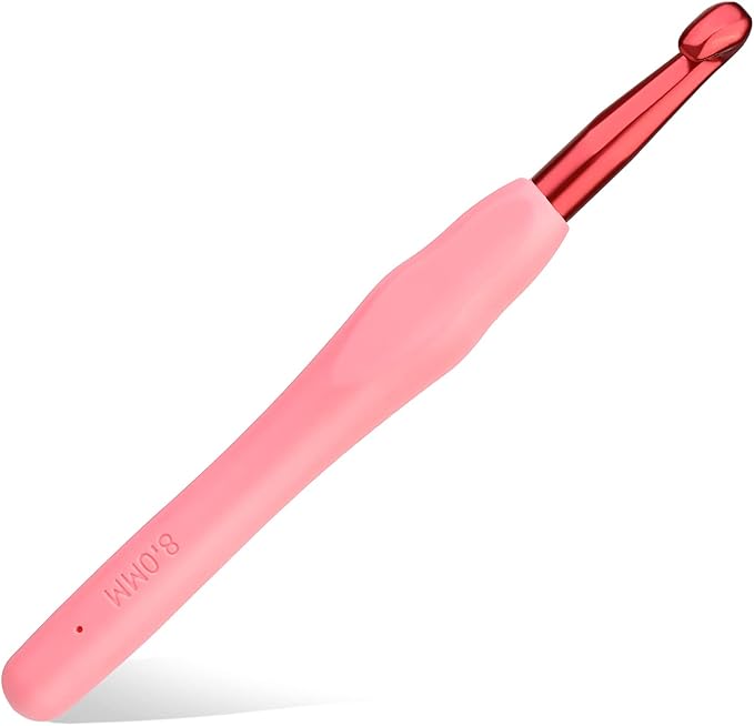 kgxulr 8 mm Crochet Hook, Aluminum Soft Grip Rubber Handle Needles, Ergonomic Knitting Needles Crochet Needle for Handmade DIY Knitting Crochet