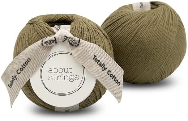 About Strings Totally Cotton Yarn - GOTS Certified Organic DK Weight - Luxuriously Soft, No Splitting - Perfect for Baby, Amigurumi, Knitting & Crochet - (200g/468 Yards) 100g/Ball (Olive)
