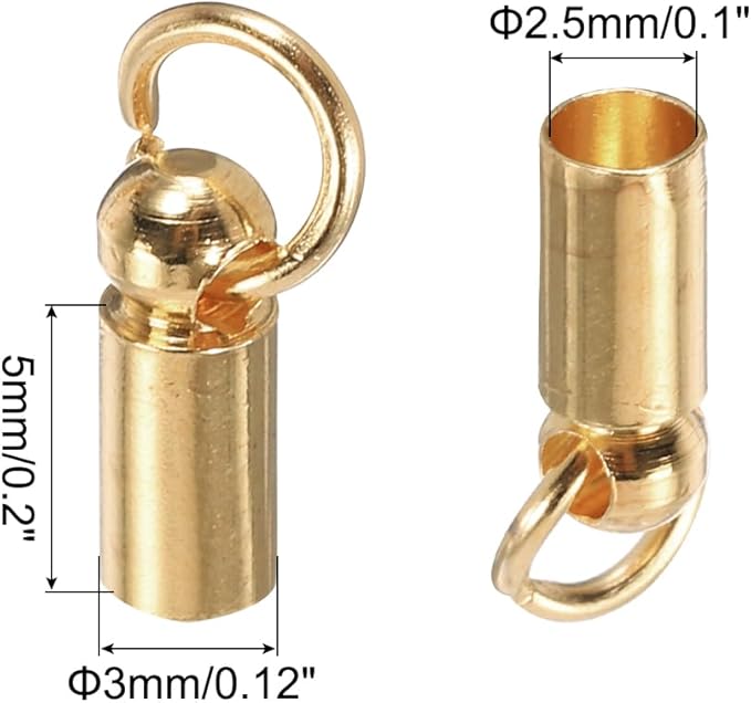 MECCANIXITY Fold Over Cord End Caps Rose Gold 3mm OD with Crimp Covers Lobster Claw Clasps DIY Jewelry Making for Bracelets and Necklaces Crafting 20 Pcs