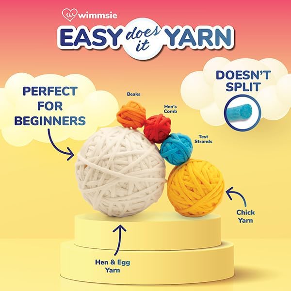 Wimmsie Crochet Animal Kit for Beginners - Easy Beginner Crochet Kit for Kids - Amigurumi Chicken Chick & Egg - 3 Kawaii Stuffed Animals - Cute DIY Yarn Plush (Pink)