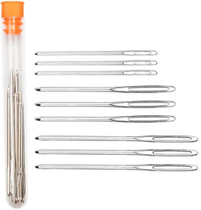 Hekisn Large-Eye Blunt Needles, 12 Pieces Pro Quality Stainless Steel Yarn Knitting Needles, Sewing Needles, Crafting Knitting Weaving Stringing Needles (12 Pieces)