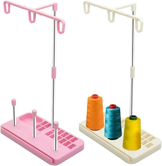 Vuzvuv 2 Pack Thread Holders, Embroidery & Sewing Machine Organizer, 3-Spool Thread Rack, Suitable for Beginners & Adults, White-Pink