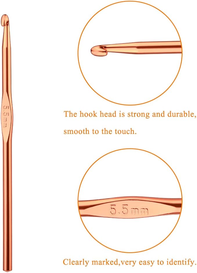 5.5mm Aluminum Crochet Hook, Smooth Crochet Needles, Knitting Needles for Yarn Craft, Great Handmade DIY Present for Friends, Random Color