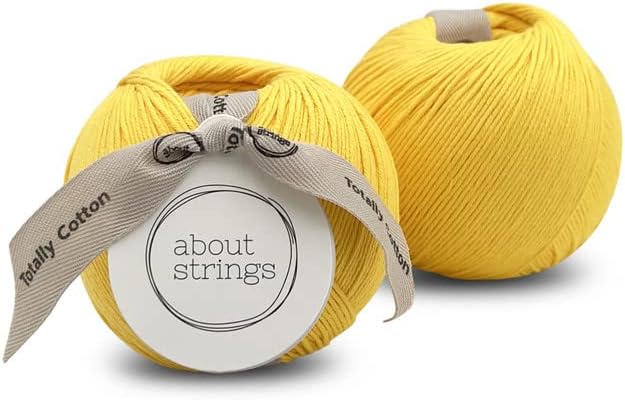 About Strings Totally Cotton Yarn - GOTS Certified Organic DK Weight - Luxuriously Soft, No Splitting - Perfect for Baby, Amigurumi, Knitting & Crochet - (200g/468 Yards) 100g/Ball (Lemon)