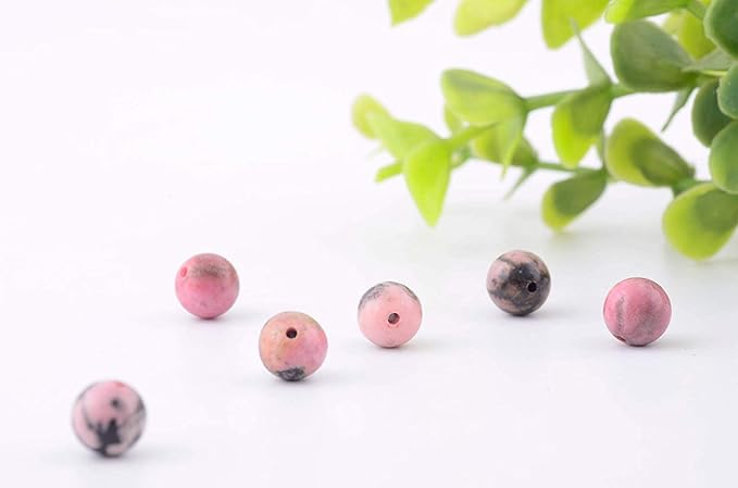Natural Stone Beads 100pcs 6mm Black Stripe Rhodonite Round Real Stone Beading Loose Gemstone Hole 1mm DIY Charm Beads for Bracelet Necklace Earrings Jewelry Making (Black Stripe Rhodochrosite, 6mm)