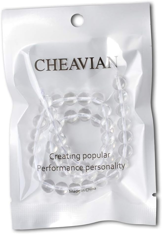 cheavian 45pcs 8mm natural clear white crystal quartz round loose beads crystal energy stone for jewelry making 1 strand 15"