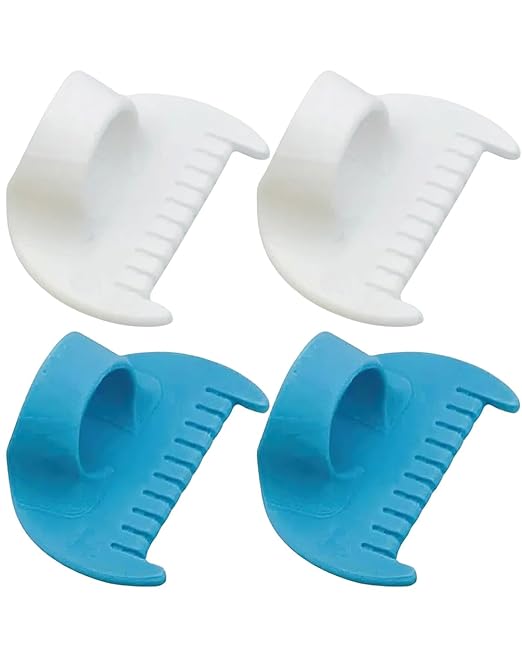 4 PCS Sewing Tool Set - Edge Stitch Lock and Sewing Gauge, Blanket Stitch Guide Tool for Hand Sewing, Quilting, Hemming & Crafts - White & Blue with 3 mm & 4 mm