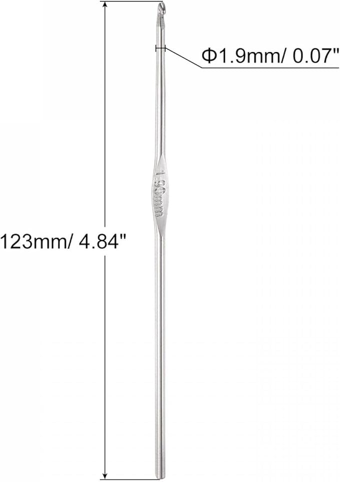 uxcell Stainless Steel Crochet Hook 1.9mm US Size 5 Knitting Needles for DIY Craft Yarn 6Pcs
