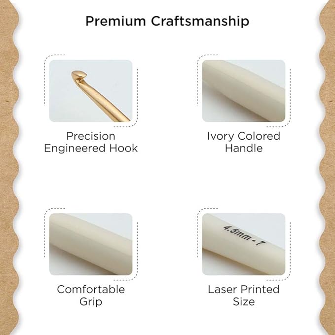 Knitter’s Pride Pearl Aluminum Crochet Hook – US Size 7 (4.5mm)