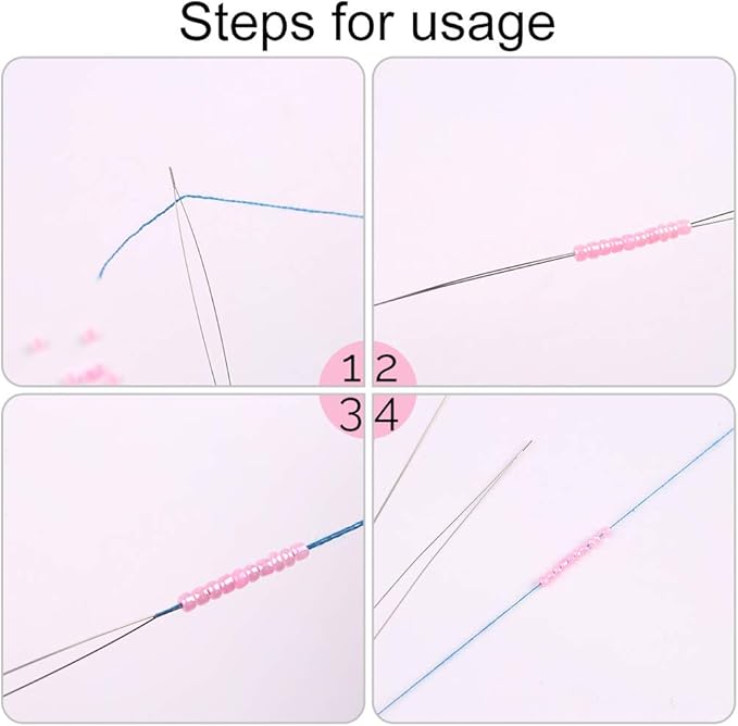 6 Pieces Big Eye Beading Needles, 2 Sizes Collapsible Eye Needles for Beading with Needle Bottle, Threader for Jewelry Making (1.77inch+2.28inch)