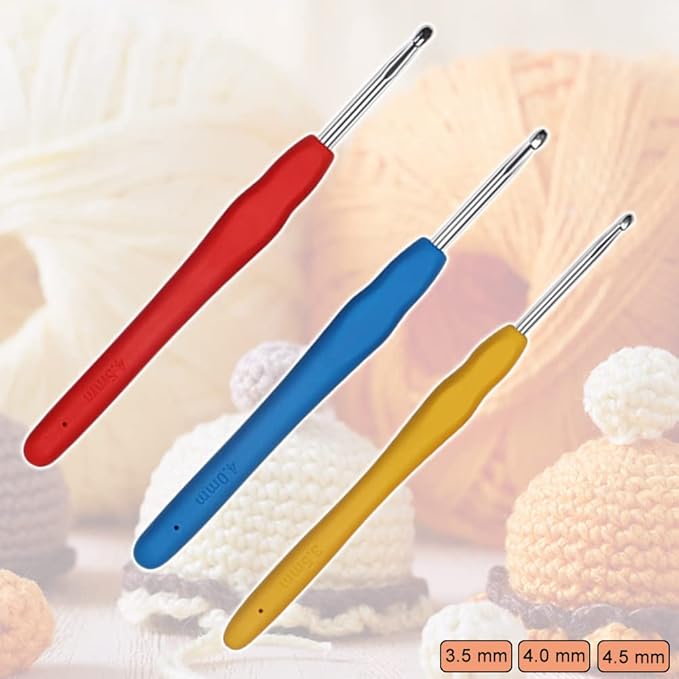 Crochet Hooks 3.5mm 4.0mm 4.5mm Crochet Needles QLRFFLJOY 3 pcs Crochet Hook Set DIY Yarn Weaving Tools for Knitting Gloves, Shoes, Bags, Hats, Socks, Scarf