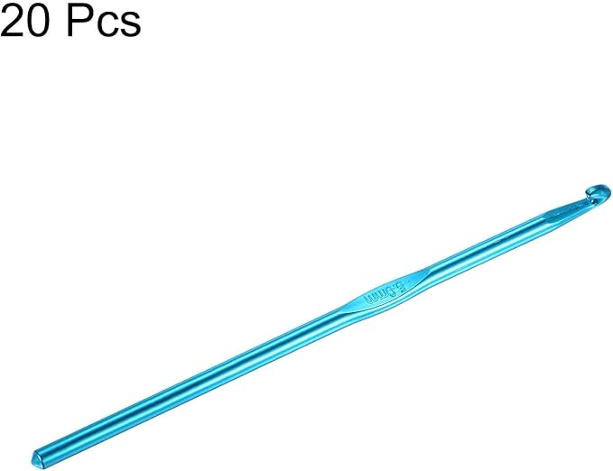 uxcell 20Pcs Aluminum Crochet Hook 5.0mm US Size H (Size 8) Knitting Needles for DIY Craft Yarn Blue