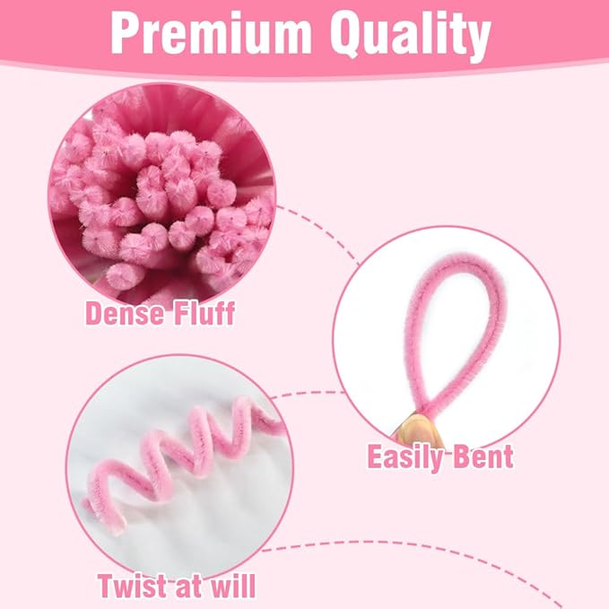 985-Pieces Pink Floral Craft Kit with Pipe Cleaners, Flower Stems & Stamens - Complete DIY Flower Making Set for Art Projects, Party Decorations & Gift Wrapping
