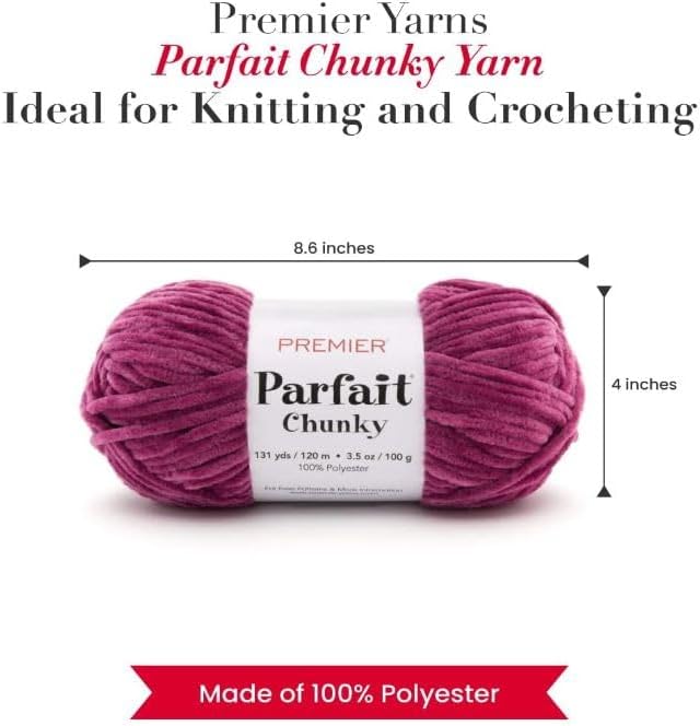 Premier Yarns Parfait Chunky Chenille Yarn 3.5 Oz 6 Super Bulky Weight 3 Pack Bundle with Bella's Stitch Place Holders (Orchid)