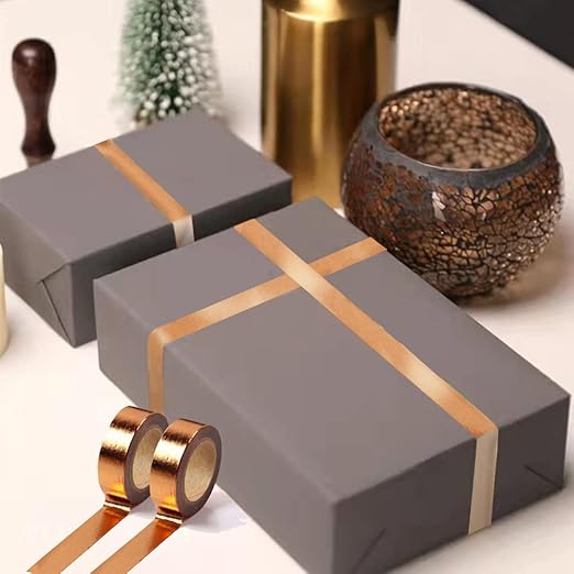 Foil Washi Tape,2 Rolls 5/8" x 393 inches(15mm*10M) Washi Tape, Masking Tape Craft Supplies Tape for Scrapbooking DIY Craft DecorativeFoil Washi (Copper)