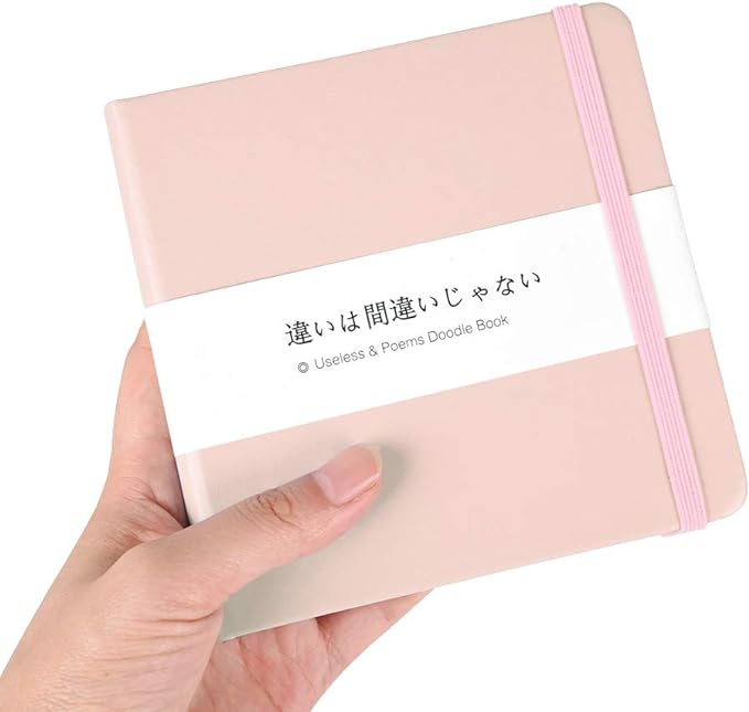 Mifuner Small Square 5x5 80gsm Mini Notebooks Blank Pages Sketchbooks Travel Journal Pocket Hardcover Paint Writing Notebook Blank Diary Memo Planner Sketchbook PU Leather Cover, Pink