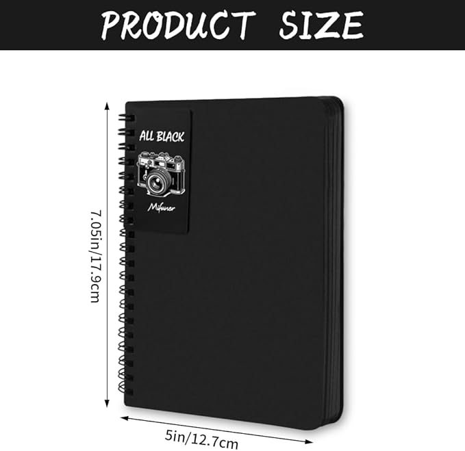 5" x 7" Black Paper Mixed Media Sketch Book,Spiral Bound Art Sketchbook,70 Sheet 110GSM Black Acid Free Paper,Art Journal Sketchbook for Drawing Writing Sketching Illustration