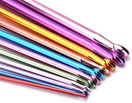 Tunisian Crochet Hooks Set Afghan Crochet Hooks Aluminum Needles Tools for Beginners+ Burable Cloth Case 11-Pack