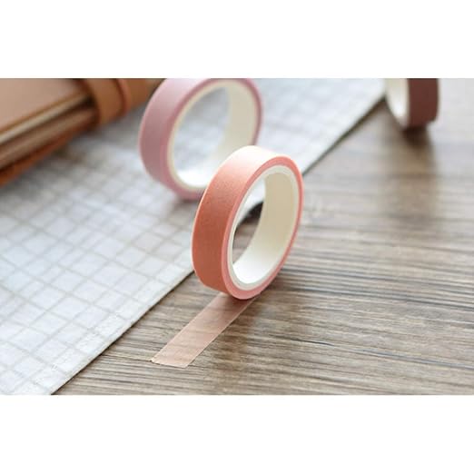 EnYan Solid Color Washi Tapes Set, 5 Rolls Basic Collection Decoration 10mm Wide Japanese Masking Decorative Tapes for Bullet Journal Planners DIY Crafts Arts Scrapbooking Adhesive