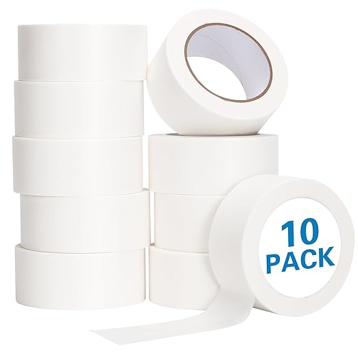 HongWay Masking Tape 2 Inch, 10 Rolls x 55yd (550yds in Total) Painters Tape for Painting Labeling Arts Crafts, Easy Removal, No Residue (1.88in White)