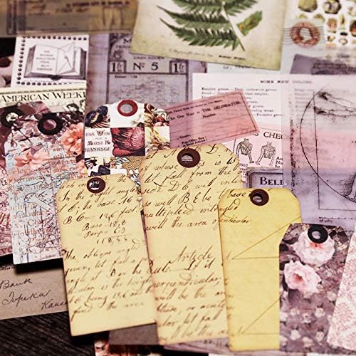 CATaireen Vintage Junk-Journal Mixed Paper Scrapbooking Embellishments Set Retro Journaling Decoupage Stickers Textured Packaging Decorative Cards Tags Kit (Old Photos 3)