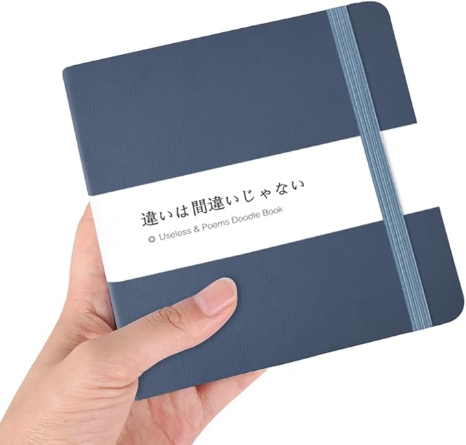 Mifuner Small Square 5x5 80gsm Mini Notebooks Blank Pages Sketchbooks Travel Journal Pocket Hardcover Paint Writing Notebook Blank Diary Memo Planner Sketchbook PU Leather Cover.Haze Blue