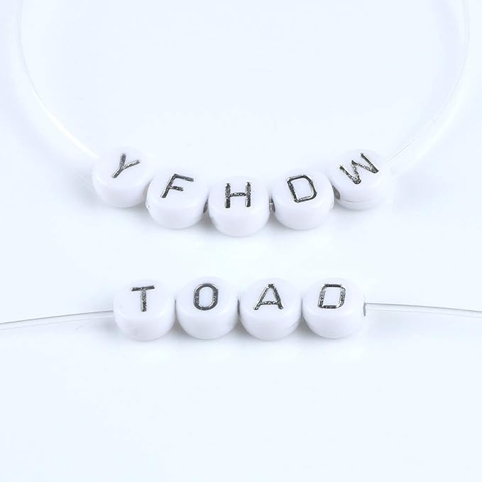 Song Xi 1200pcs Silver & White Round Acrylic Letter Beads - 4x7mm, Perfect for Jewelry Making, Crafts, Christmas DIY Gifts