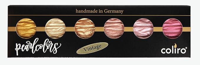 Coliro M780 Artist Mica Pearl Watercolor Paint Set – Vintage Watercolor Set (6 Colors, 30mm)