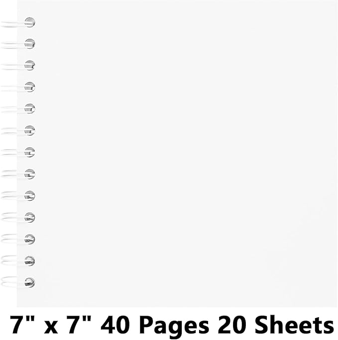 7X7 Inch DIY Scrapbook Photo Album, Kraft Blank Paper Scrap Book 40 Pages Memory Book for Wedding Family, White