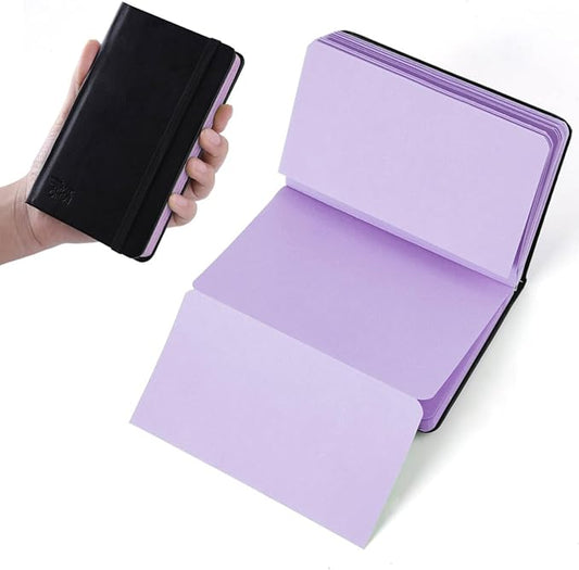 3.54" x 5.7" Taro Purple Paper Sketchbook,34 Sheets Small Mixed Media Notebook,120 GSM Acid-Free Folding Colored Drawing Paper, Hardcover Journal Art Supplies Sketch Pad for Coloring Sketching