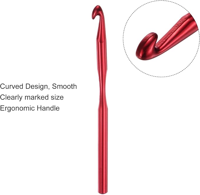uxcell Aluminum Crochet Hook 8mm US Size L (Size 11) Knitting Needles for DIY Craft Yarn Red 6Pcs