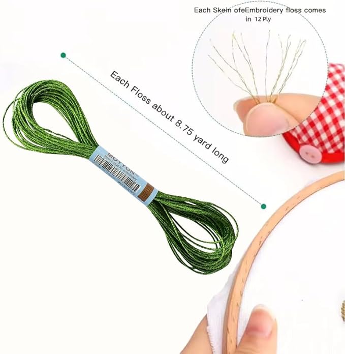 3 Skeins Embroidery Thread, Metallic Embroidery Floss Set, Polyester Cross-Stitch Threads for Hand Embroidery, String Art(E703)