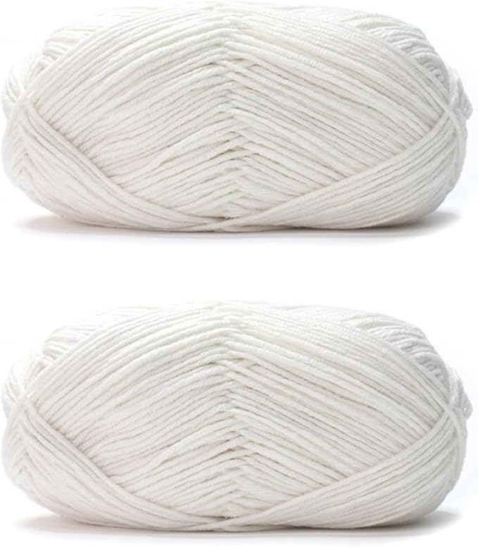 Acrylic & Cotton Blended Knitting and Crochet Yarn Soft Medium Yarn, Breathable and Skin Friendly for Baby Garments, Scarves, Hats, and Craft Projects 200g 01-White