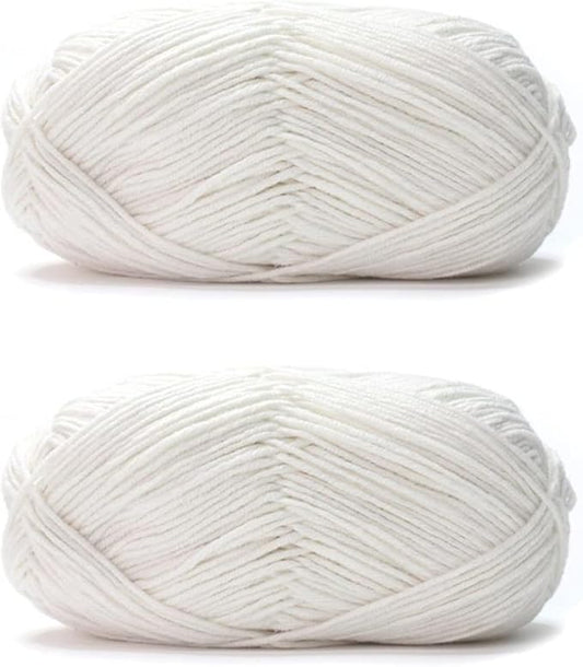 Acrylic & Cotton Blended Knitting and Crochet Yarn Soft Medium Yarn, Breathable and Skin Friendly for Baby Garments, Scarves, Hats, and Craft Projects 200g 01-White