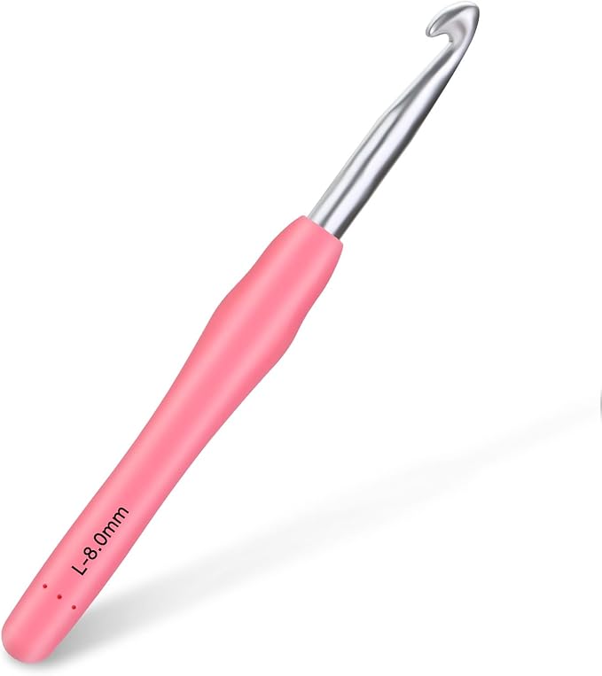 Crochet Hook, 8.0 mm Ergonomic Crochet Hook, Crochet Needles for Arthritic Hands,Knitting Needles with Soft Handle Beginners and Experienced Hobbyists (8.0 mm)