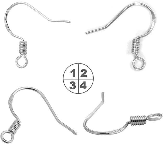white gold earring hooks, 80 pcs/40 pairs ear wires fish hooks, 240pcs hypoallergenic earring making kit with jump rings and clear silicone earring backs stoppers