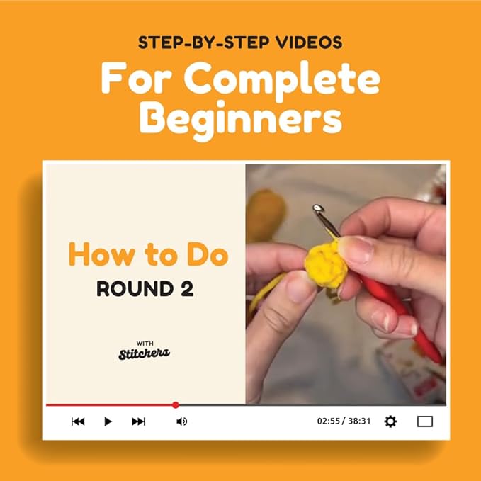 Stitchers Crochet Kit for Beginners Kids and Adults - Learn to Crochet Amigurumi Kit for Starters with Beginner Friendly Yarn and Step by Step Videos