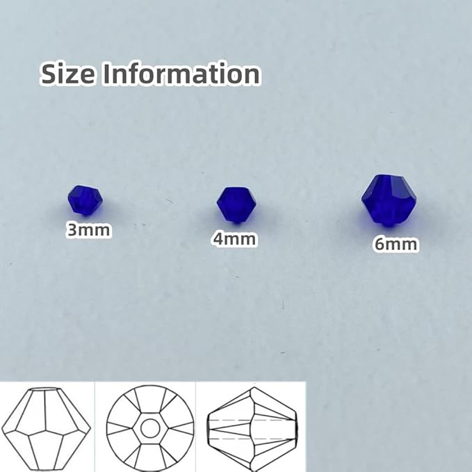 200pcs Bicone Crystal Beads 6mm Crystal Glass Faceted Beads for Necklace Bracelet Earrings DIY Jewelry Crafts Making Supplies(Deep Blue)