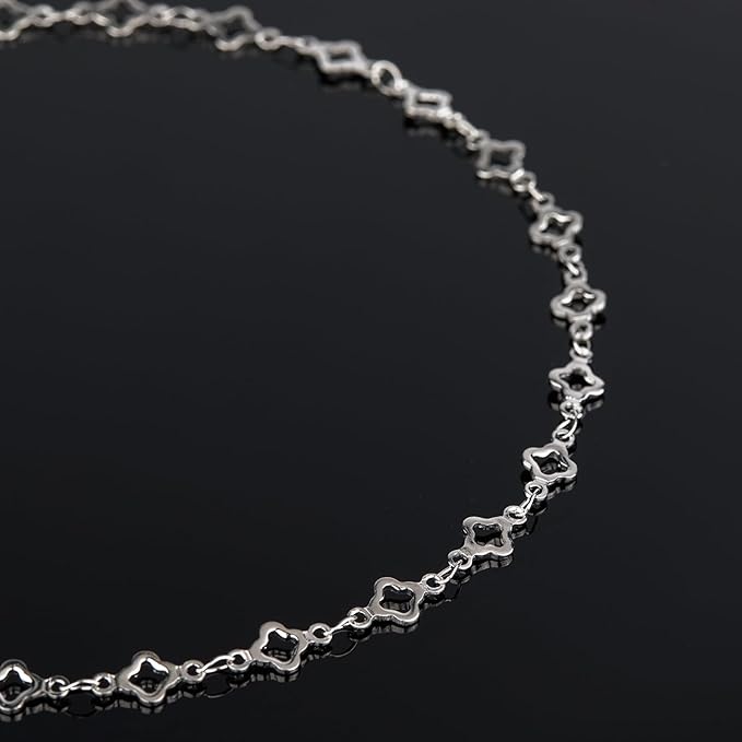 YOUBEIYEE 4 Meters Stainless Steel Chain for Jewelry Making Four Leaf Clover Good Luck Jewelry Making Chain Roll with Lobster Clasp Jump Rings