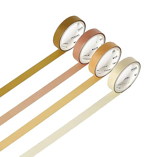 YUBBAEX Natural Color Washi Tape Set 4 Rolls Decorative Tapes for Arts, DIY Crafts, Journals, Planners, Scrapbooking, Wrapping -Neutral Color- (3-Yellow)