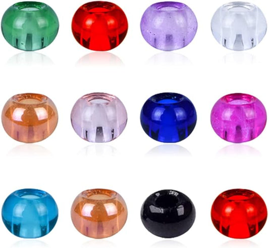 AIPRIDY 100Pcs 15x11mm Painting Murano Large Hole Glass Beads Mix Color with Silver Brass Cores European Charm fit Bracelet Necklace (No Core Lampwork Beads)