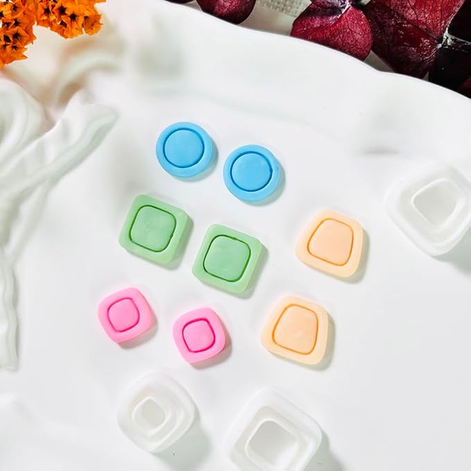 Xaekicr Polymer Clay Cutters Geometric Stud Earring Set – 4 Pairs Modern Clay Cutters for Polymer Clay Jewelry, Clay Tools and Molds for DIY Earrings