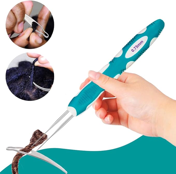 Yarniss Dreadlocks Crochet Hooks with Ergonomic Handle,0.75mm Hair Crochet Needle for Loc Braid