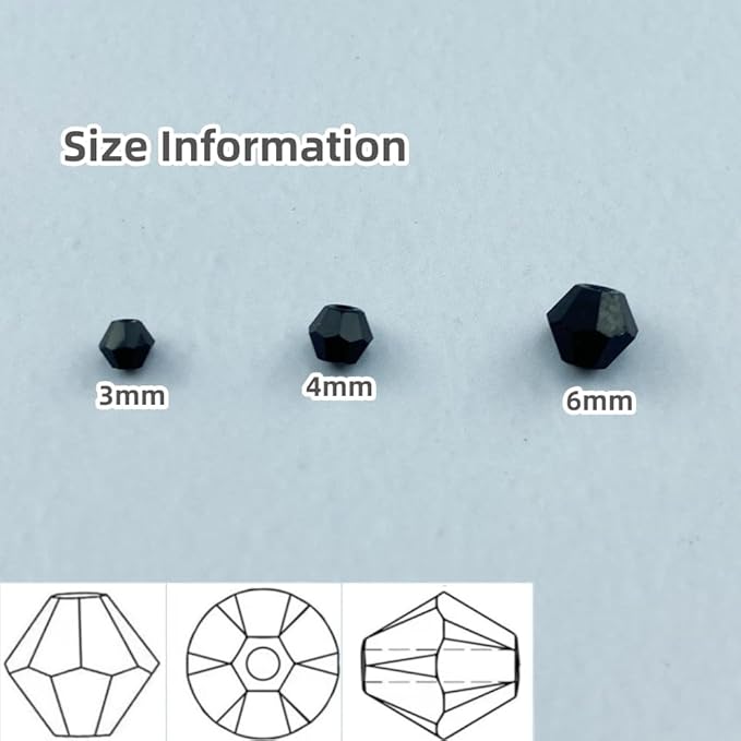 400pcs Bicone Crystal Beads 4mm Crystal Glass Faceted Beads for Necklace Bracelet Earrings DIY Jewelry Crafts Making Supplies(Black)
