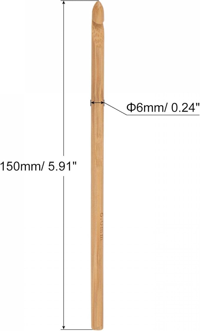 uxcell Wooden Bamboo Crochet Hook 6.0mm US Size J (Size 10) Knitting Needles for DIY Craft Yarn 6Pcs